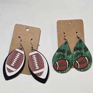 Football Earrings NEW Set Of 2 Vinyl Dangle GIFT Sports Athletic